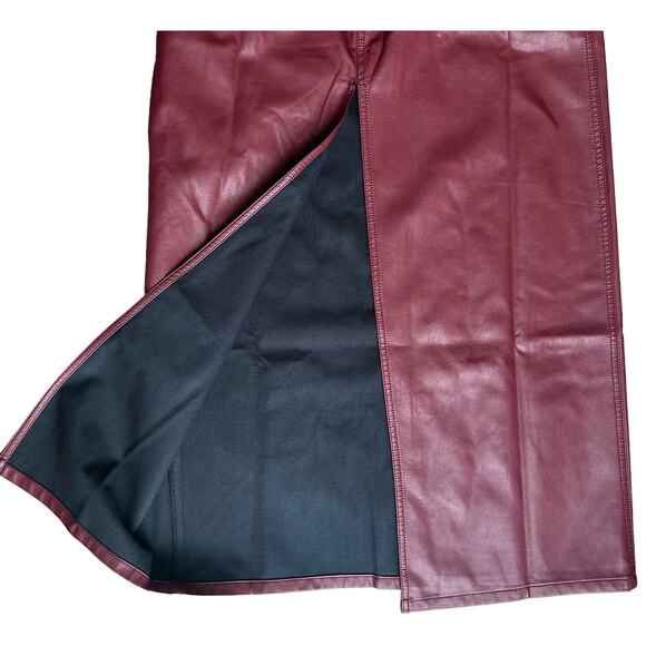 NWT‎ Free People City Slicker Faux Vegan Leather Maxi Skirt in Red Jasper - Picture 6 of 8
